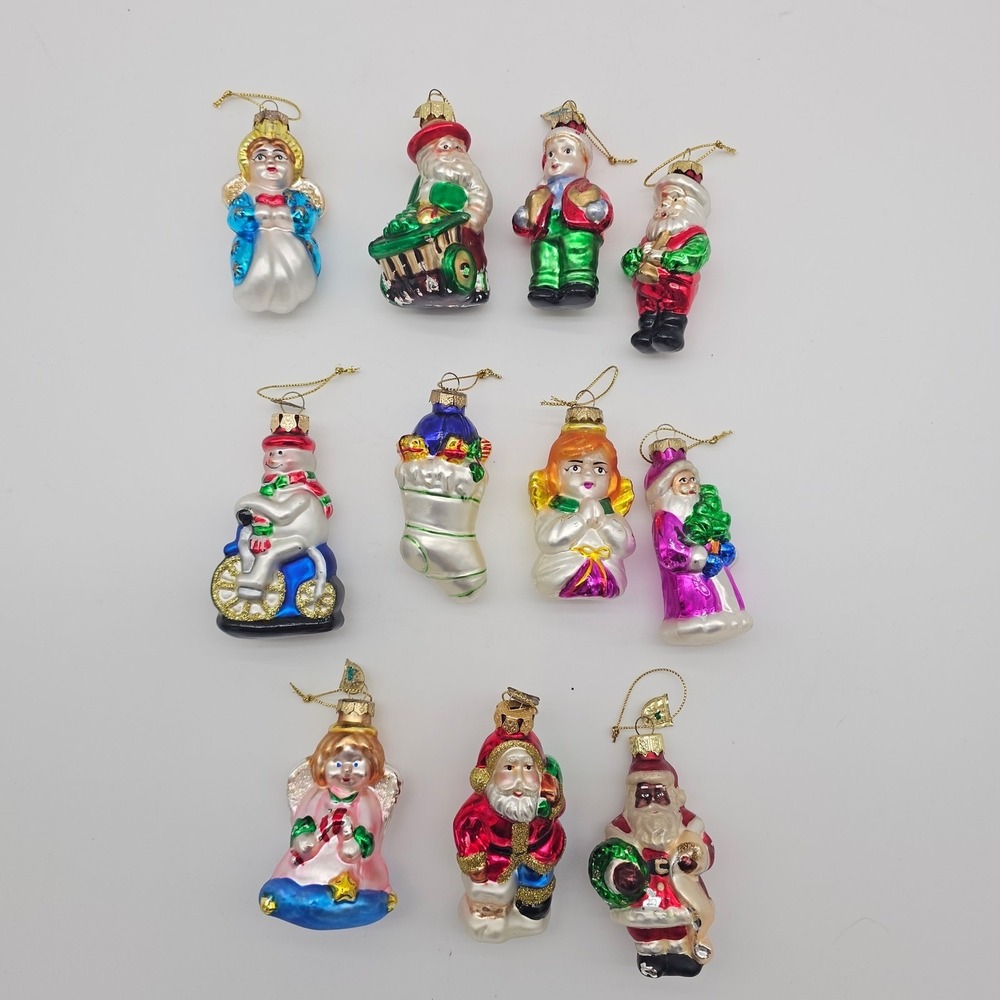 Vintage Thomas Pacconi Glass Ornaments Santa , snowman, angels,‎ 11 total